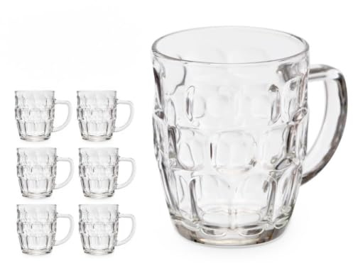 Makio M Set 6 jarras de cerveza vidrio transparente. Caja de envío (520 ml, 6, unidad)