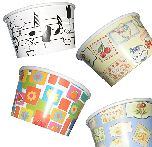 PZ 200 BICCHIERE COPPETTA CC 200 GRANDI PER GELATO IN CARTA BIANCHI E NERI O FANTASIA COLORATA CUPS PAPER