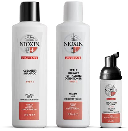 NIOXIN System 4 Starter-Set – Shampoo, Haarspülung und Kopfhaut Serum für coloriertes, sichtbar dünner werdendes Haar – gegen Haarausfall durch Haarbruch und für mehr Widerstandskraft