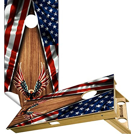 Beerpongtoss American Eagle Cornhole Board Wraps, Cornhole Decals and Wraps for Boards (Set of 2), Cornhole Skins for Boards (Cornhole Wraps Only)