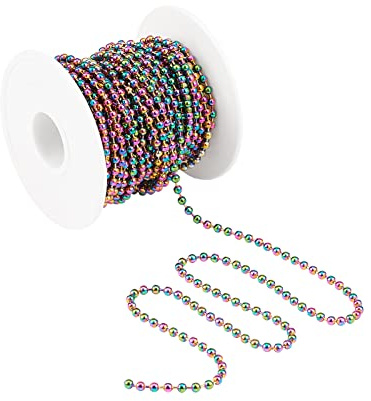 COGCHARGER 10 m Edelstahl-Kugelkette, 3 mm, Regenbogen-gelötete Kette, Mehrfarbig, für Schmuck, Halskette, Armband, Ohrring, Handwerk…