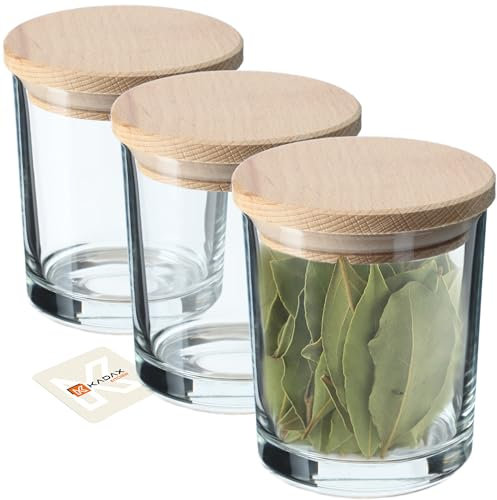 KADAX Ciotole in vetro trasparente, ciotole in vetro di alta qualità, per noci, gelati, salse, dessert e olive (3 x 245 ml, rotonde con coperchio)