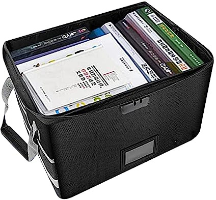 Feuerfeste Dokumentenbox, wasserdicht für feuerfeste Aufbewahrungsbox, Aktenordner mit großer Kapazität für legale Bargeldakten, feuerfeste Dokumententasche mit Schloss, Schwarz