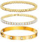 3 Stück Armband Damen Gold Silber - 17/18/19cm Kristallen Tennis Armband 6mm Breit Cubic Zirkonia Armreif für Frauen, Wasserfester Tennisarmband mit Edelstahl Armbänder Set Geschenke für Damen