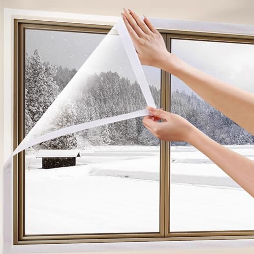 Transparente Kälteschutzfolie Fenster,Thermo Cover Fenster-Isolierfolie,Planen-Isolierfolie,Isolierte Fensterfolie,Fensterisolationsfolie,Einfach zu Öffnen für Ventilatio (90x100cm/35x39)