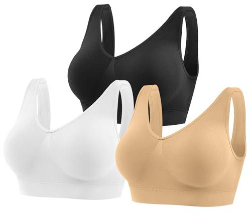 YUTYTH Comfort Bra Women Sports Bras, Wirefree Crop Top for with Removable Pads for Women Sleep Yoga Daily Wear(Black White Nude-4XL)
