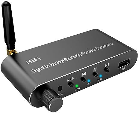 Kuuddker Bluetooth 5.1 Receptor Transmisor Audio Converter U-Disk Play Coxial/Optical To 3.5MM AUX R/L DAC Converter para TV MP3