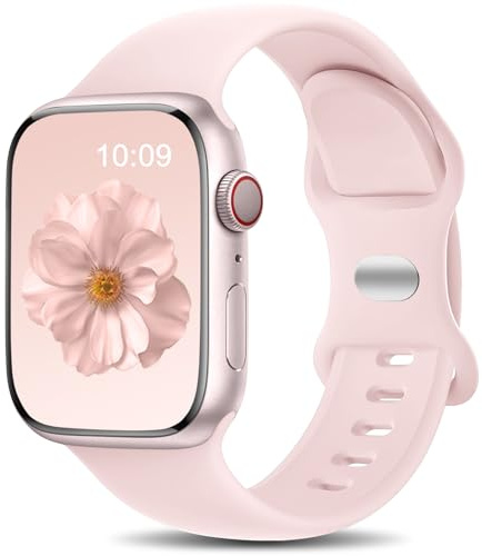 Charlam Kompatibel med Apple Watch-rem 40 mm 41 mm 38 mm 42 mm för kvinnor män, sportband mjuk silikon ersättningsremmar kompatibla med iWatch SE serie 10 9 8 7 6 5 4 3 2 1, ljusrosa