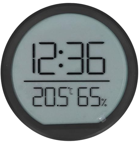 Horloge Hygromètre Thermomètre Intérieur Numérique avec Conception Magnétique Arrière, Finition Noire élégante, Facile à Lire, Facile à Changer