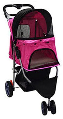 Hundewagen Haustierwagen Hund Katze Faltbar Hundewagen 3 Räder Haustierwagen Katzenwagen Geeignet Für Kleine Bis Mittelgroße Hunde Katzen Tragkraft Bis Zu 15 Kg (Color : Pink)