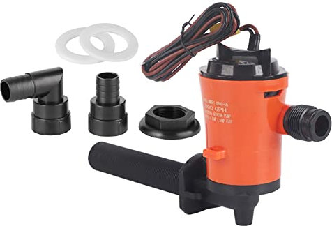Brilluxa 12 V 800 GPH Aérateur de réservoir d'appât vivant Cartouche submersible Pompe d'aération de bateau Accessoire de bateau, Pompe d'aérateur de bateau à 90 degrés Pompe