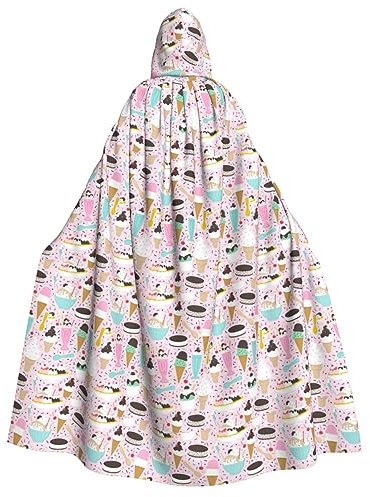 WURTON Disfraz unisex con capucha con estampado de helado dulce para mujeres y hombres, disfraz de vampiro, Halloween, cosplay, carnaval, fiesta temática