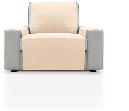 FAVERTI® Sesselüberwurf für 1-Sitzer oder Relaxsessel, 55 cm, Modell Pego, natürlich, Chenille, extra weich, Qualitäts-Sesselschutz, recyceltem Material