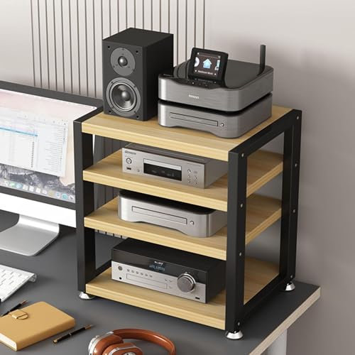 Druckerregal Shelf Rack Stereo-Schrank HiFi-Rack Unterhaltungs-Stereo-Komponenten-Aufbewahrungsregal Plattenregal Lagerregal Multimedia-Möbel Für Zuhause Büro Theater(Style 1,4 Tier-45x35x48cm)