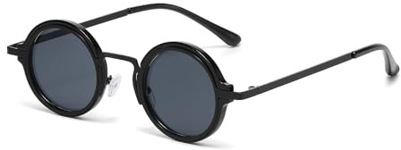 LJCZKA Retro Runde Sonnenbrille für Herren Damen Vintage Kleine Rund Sonnenbrille Klassischer Kreis Metall Rahmen Punk Mode Brille mit UV400 Schutz