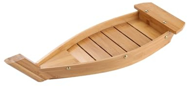 loyimioo Plato de bambú ecológico para barco de sushi de grado alimenticio, superficie lacada perfecta para restaurantes, catering, eventos y comidas en casa