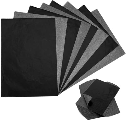 100 Pcs Black Transfer Paper,Carbon Paper for Tracing,Graphite Transfer Paper for Canvas,Paper,Wood,Canvas,Ceramics etc(8.3 x 11.7 Inches,Black)