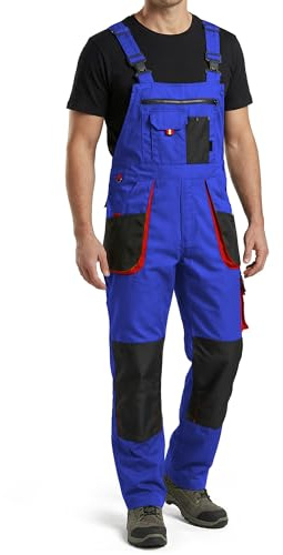 Stenso Kastor - Salopette da lavoro extra resistente - uomo - stile cargo - blu reale/nero/rosso - 44