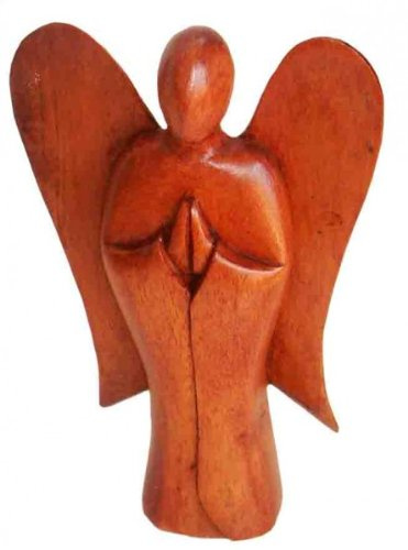 Woru Engel handgeschnitzt aus Soar-Wood, Holz-Engel, Grösse:20 cm | Handgefertigter Holzengel von WORU – warme braune Optik, fünf Größen, ideal für Fensterbank, Regal & als Geschenk