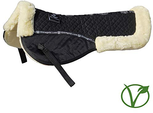 Rhinegold Luxe Comfort Halbpolster mit Fellfutter, Schwarz/Natur, Cob