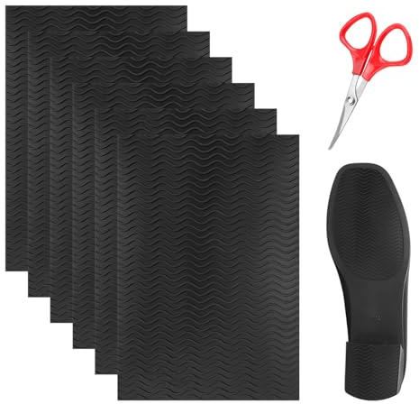 SHENGYIG 6 Stück Anti-Rutsch-Sohlen 15×10 cm, Selbstklebende Schuhsohlen-Reparaturset mit Zuschneidewerkzeug, Geräuschreduzierung, Ideal für High Heels, Lederschuhe und Sandalensohlen