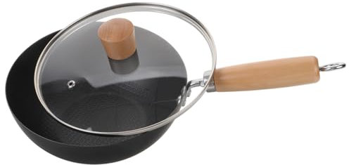 SHOWERORO Wok Pfanne Antihaftbeschichtet Haushaltsbratpfanne Japanischer Wok Aus Schmiedeeisen Für Bbq Bratkartoffeln Steaks Gemüse Kochen Mit Rundem Boden