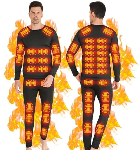 GHKWXUE Beheizte beheizbare unterwäsche Herren,Winter Elektrische heizunterwäsche Damen Set,USB-Konstanttemperatur 42 Zonen intelligente beheizte,for Winter Skiing and Cycling & M