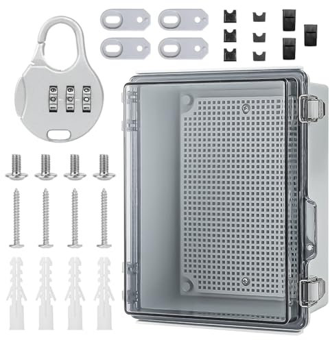 Scatola Derivazione Stagna IP66, Scatola Derivazione Esterna con Serratura, Trasparente Scatola Stagna da Esterno, per Esterni per la Protezione Delle Prese di Corrente (220 × 170 × 110 mm)