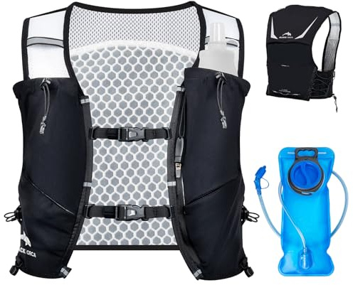 BLACK ORCA Running Vest for Women Men, Lightweight Hydration Vest with 2L Water Bladder, Hydration Backpack for Marathon, Trail, Cycling, Hiking, Jogging