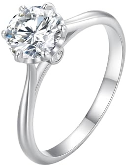 ZUOHUI 1ct Moissanit Solitärring S925 Sterling Silver - Geometrisk Vigselring for Kvinnor | Stapelbar Förlovnings-, Löftes- och Jubileumsring Gåva(7)