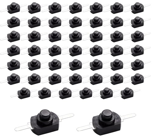 HUAZIZ 50 Stücke DC 30V 1A Self-Lock Druckknopfschalter, Verriegelung Ein Aus für Taschenlampe Lampe Wandsteckdose, Schwarz