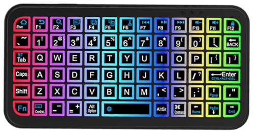 Generico Tastiera Wireless Retroilluminata - Piccola Tastiera Con | Retroilluminazione Colorata, Tastiere Silenziose Per Giochi Wireless Con Contenuti Multimediali, Tastiere Portatili Per Table