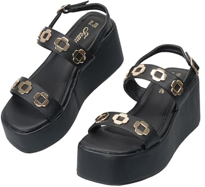 CLEIKS Sandalias Romanas Mujer Correa Ajustable Cómodas Verano Cuña Chanclas Plataforma