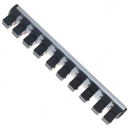 Alkan magnetische 1/2 Nusshalter 200 mm Aufsteckschiene 10 Clips | Magnetische Aufsteckschiene mit 10 verschiebbaren Clips für 1/2 Stecknüsse, Ordnung für Werkzeugwagen