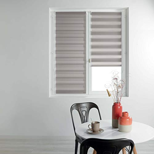 Douceur d'Intérieur, Store Enrouleur Jour et Nuit (60 x 90 cm) Daynight Taupe, Polyester