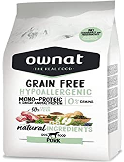 Ownat Pienso para Perros de Cerdo Hipoalergénico Sin Granos (3 kg) Perros con Ingredientes Naturales sin Preservantes ni Colorantes, Comida Alta en Proteínas.
