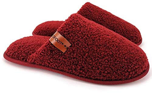 ofoot Womens Warm Fuzzy House Tofflor Inomhus sovrumsskor med Memory Foam innersula Halkfri gummisulor (Bourgogne, 43-44 EU)