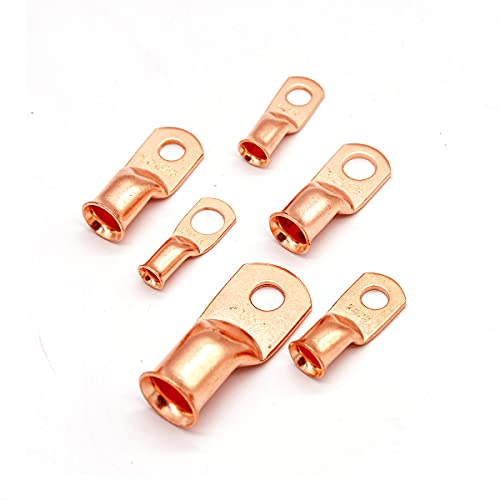 POPTOVO 10PCS Copper Tube Terminals Battery Welding Eyelets Lug Ring Crimp Cable Ends X 10PC (2AWG, Mounting Hole Diameter:8MM)