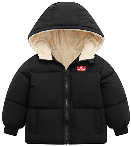 UNICOMIDEA Baby Hooded Puffer Jacket, Fleece Lined Toddler Winter Coat 2-3T