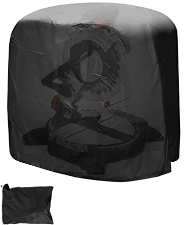 QWORK Dustproof Miter Saw Cover, 210D Oxford Cloth with Bottom Drawcord Fits Most Miter Saws, Planers, Machine Tools, Rustproof and Waterproof, Black