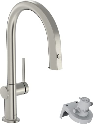 hansgrohe Küchenarmatur Aqittura M91 mit Wasserfilter, 3 Wege Wasserhahn Küche mit Auslauf Höhe 210 mm, 150° drehbar, ausziehbar, 1 Strahlart, Edelstahl Finish