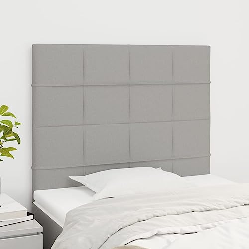 CKioict Betthaupt Wandkissen Bett Bettkopfteil Schlafzimmer Kopfteile 2 STK. Hellgrau 80x5x78/88 cm StoffGeeignet für Schlafzimmer, Gästezimmer, Schlafsaal