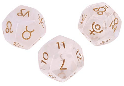 Lot de 3 signes du zodiaque astrologie à 12 côtés pour la divination multi-faces pour astrologues