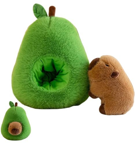 DASIAUTOEM Niedliches Capybara Kuscheltier, 35cm Avocado Capybara Kissen, Plüschtier Simulation, Geburtstagsgeschenk für Kinder