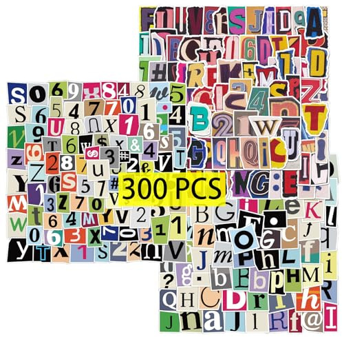 GTOTd Letter Sticker Buchstaben Aufkleber (300 Stück) | Vintage Retro Number Geschenke Merch für Laptop Wasserflasche Telefon Zubehör Auto Stoßstange Fenster Helm Dekor Teens