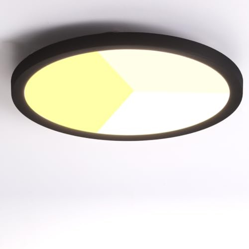 Alpinaluz Downlight LED Negro Ø225mm 18W – Plafón de Superficie o Empotrable para Agujero Ø65-200mm – CCT 3000K/4000K/6000K – Ultra Fino 17mm – IP44 para Baño, Cocina y Pasillo