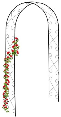 Relaxdays Arco per Rose Rampicanti da Giardino, Sostegno per Piante, HLP: 230x120x39 cm, Supporto Edera, Acciaio, Nero