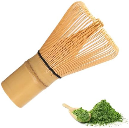 Batidor de bambú Matcha, escoba de bambú natural de 100 puntas para té verde hecho a mano, batidor de té verde matcha para hacer cocina en el hogar y agitar (1)