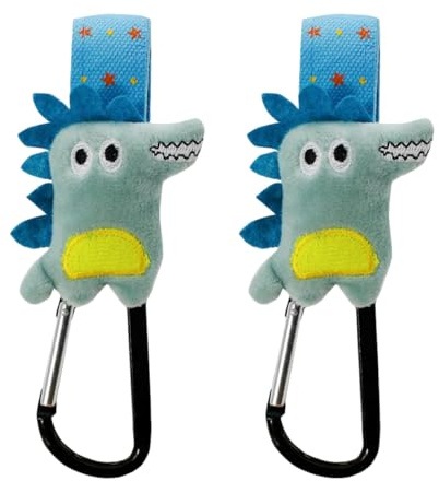 Garneck Gancho para Cochecito de Ñiño Diseño de Dibujos Animados, Soporte para Bolsa Resistente y Portátil, Acero Inoxidable, 2 Piezas, Adecuado para Padres y Carritos de Viaje