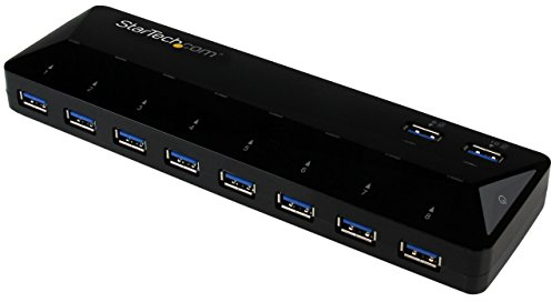 StarTech.com 10 Port USB 3.0 Hub with Charge & Sync Ports - 8 x USB-A, 2 x USB-A Fast Charge Ports - Multi Port Powered USB Hub (ST103008U2C)
